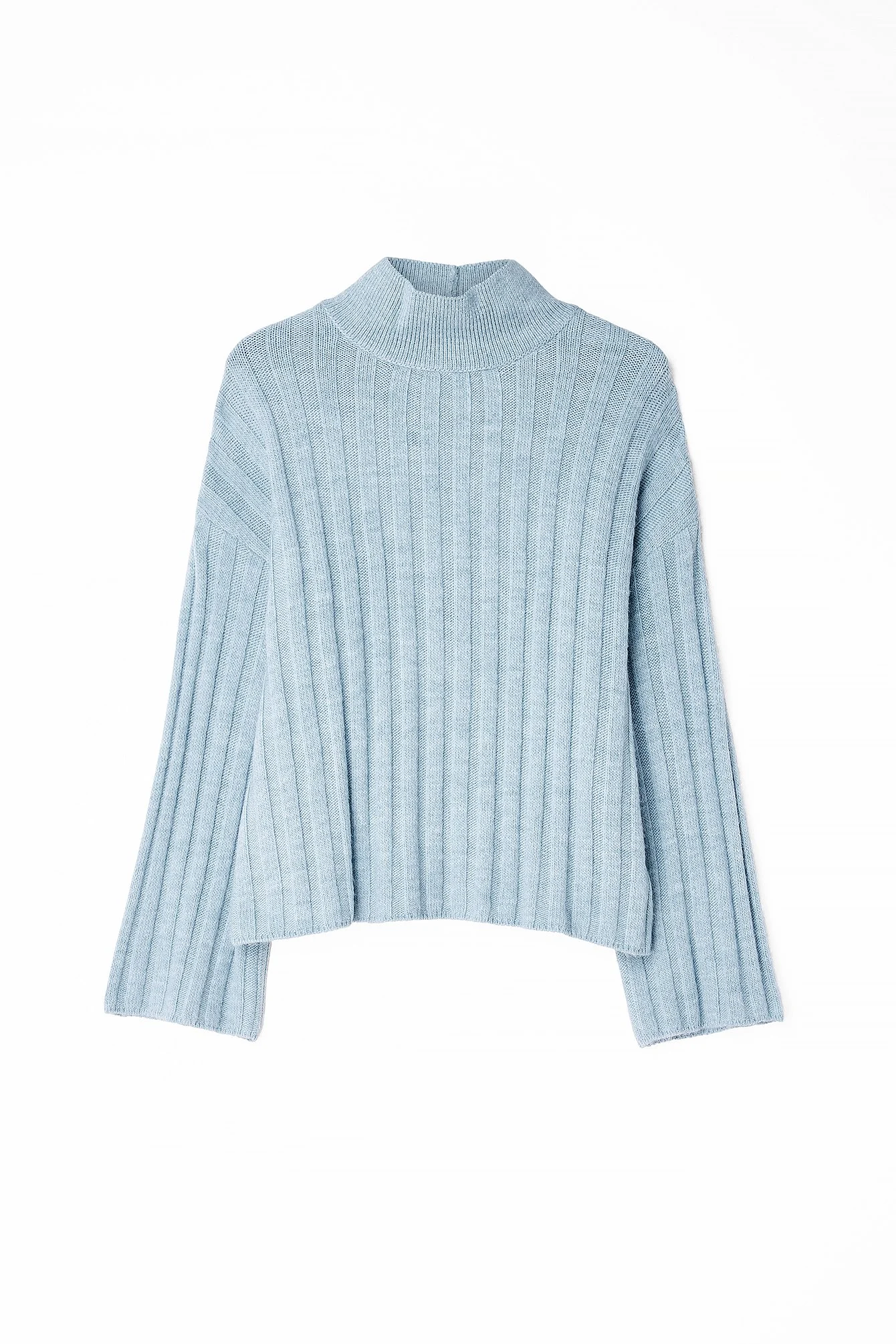 Gerippter Strickpullover mit Rollkragen