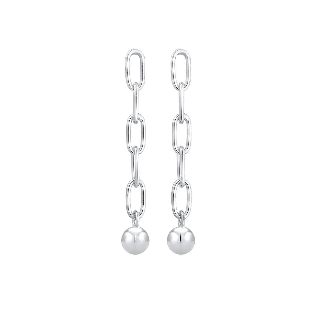 Elli Elli Boucles d'Oreilles Chaîne Sphère Géo Boucles d'Oreille Femme - (925/1000) Ar Boucles d'oreilles