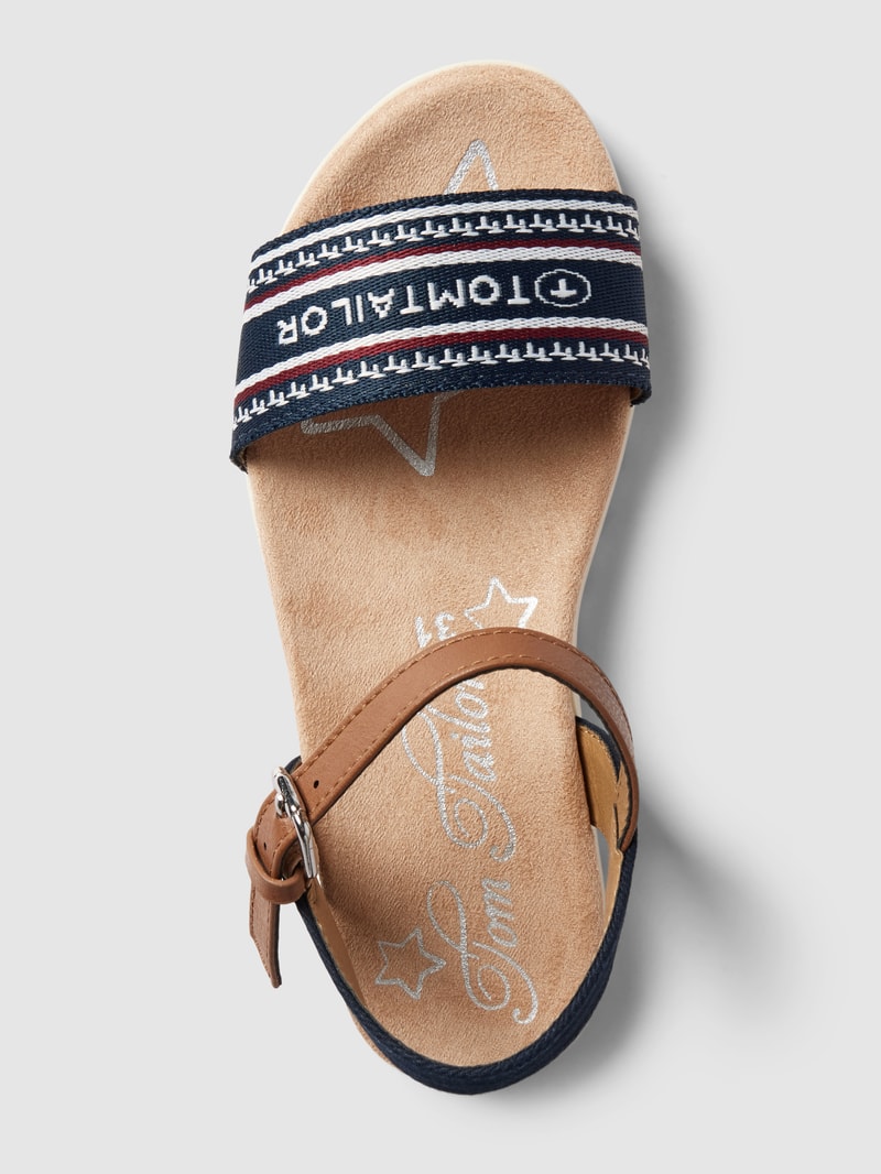 Sandalen mit Label-Detail in marineblau