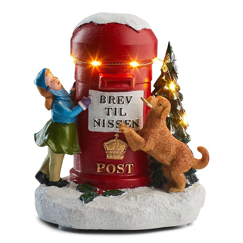 Home Figur m/lys 13,5x12x16 cm brev til nissen