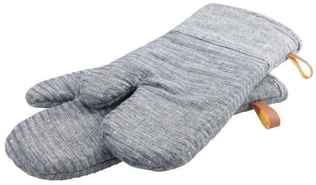 WENKO Topfhandschuhe Ada Stripes, (Set, 2-tlg), mit Baumwollinnenseite, 1 Paar, grau