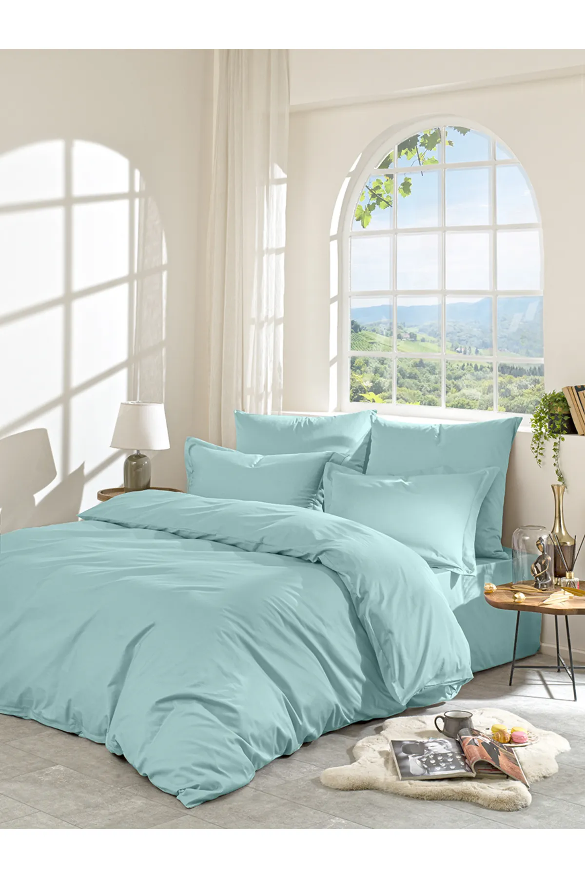Karna Home  Klassisches Doppel-Bettbezug-Set aus Baumwollsatin