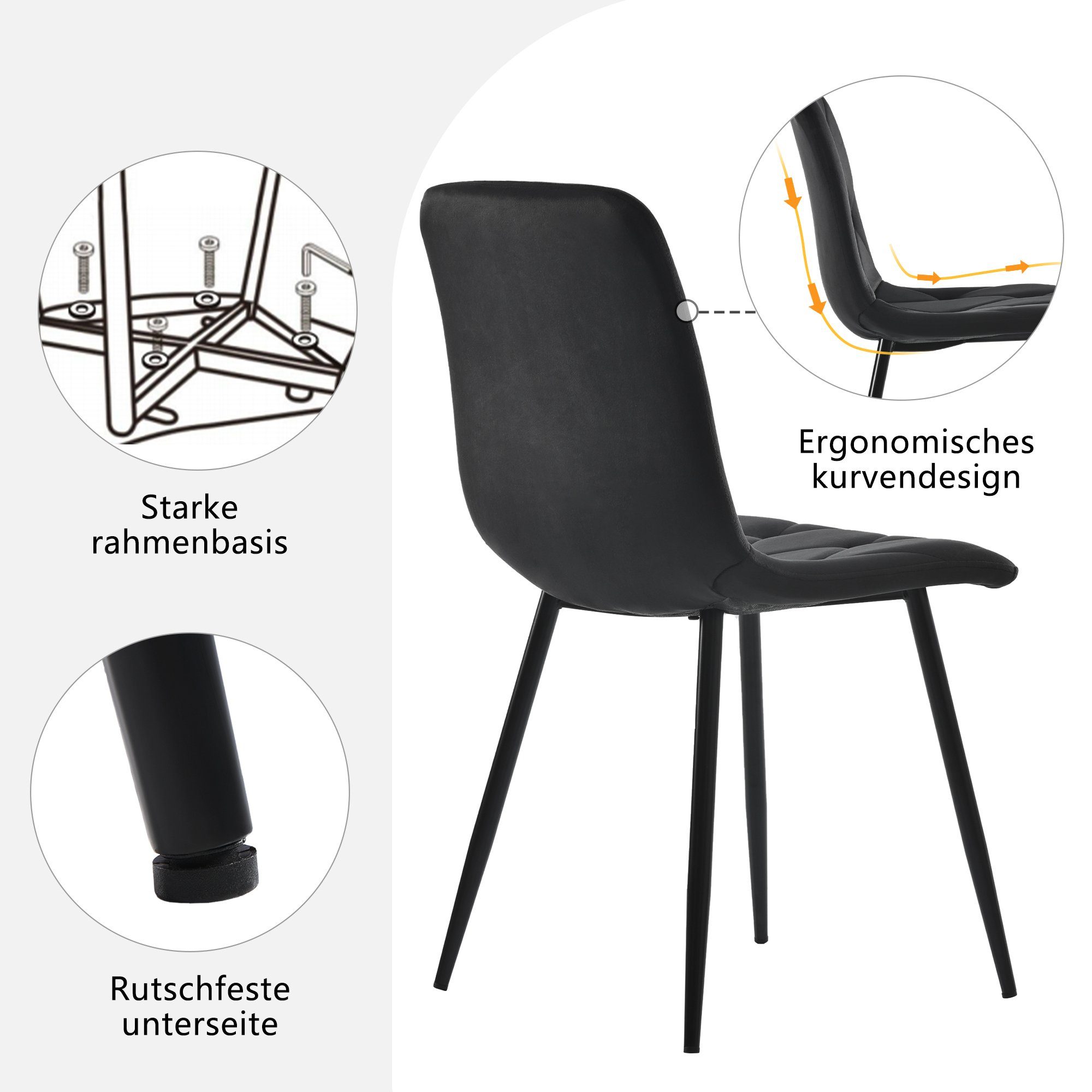 PFCTART Essgruppe 117×68cm Esstisch mit 4 Stühlen, Esstisch Moderner Küchentisch Set, (5-tlg)