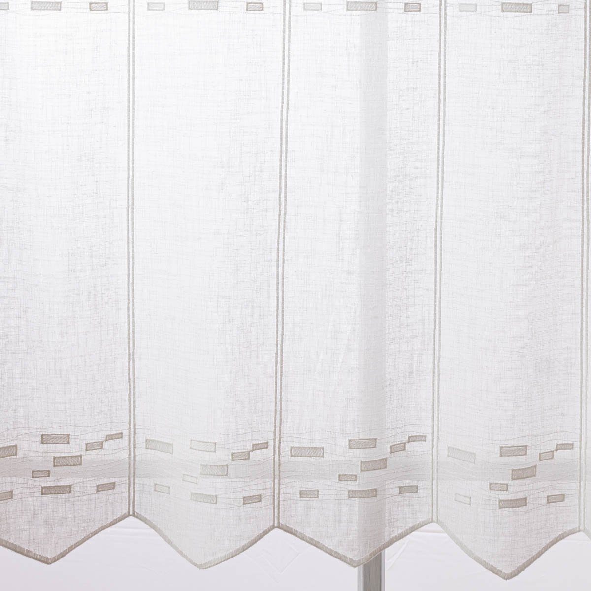 Meterware Scheibengardine Stickerei Leinenoptik nähfrei wollweiß 60cm Höhe, SCHÖNER LEBEN., halbtransparent, Polyester, pflegeleicht