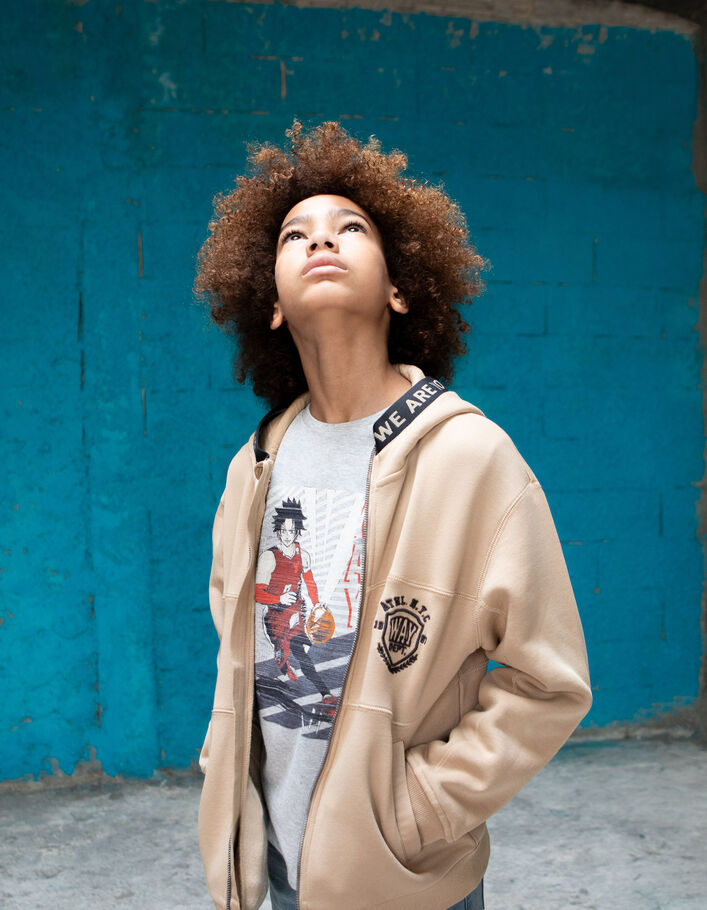 Cardigan beige avec découpes placées garçon
