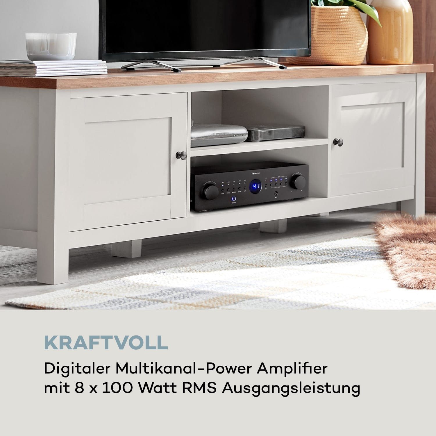 Auna AMP-CD950 DG Audioverstärker (Anzahl Kanäle: 4-Kanal, 800 W, Digital Audio Bluetooth Verstärker HiFi Stereo Amplifier Multikanal)