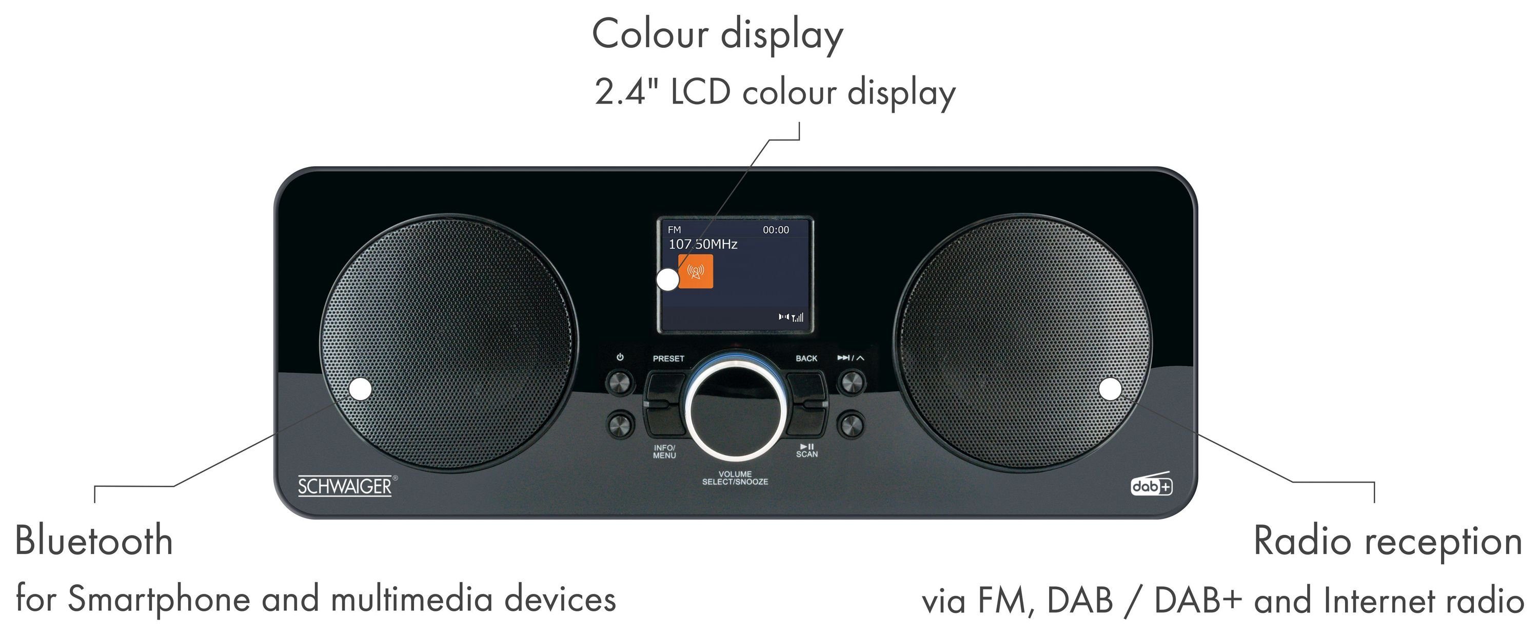 Schwaiger DAB650 513 Internet-Radio (DAB, DAB+, FM, 10 W, Weckfunktion)