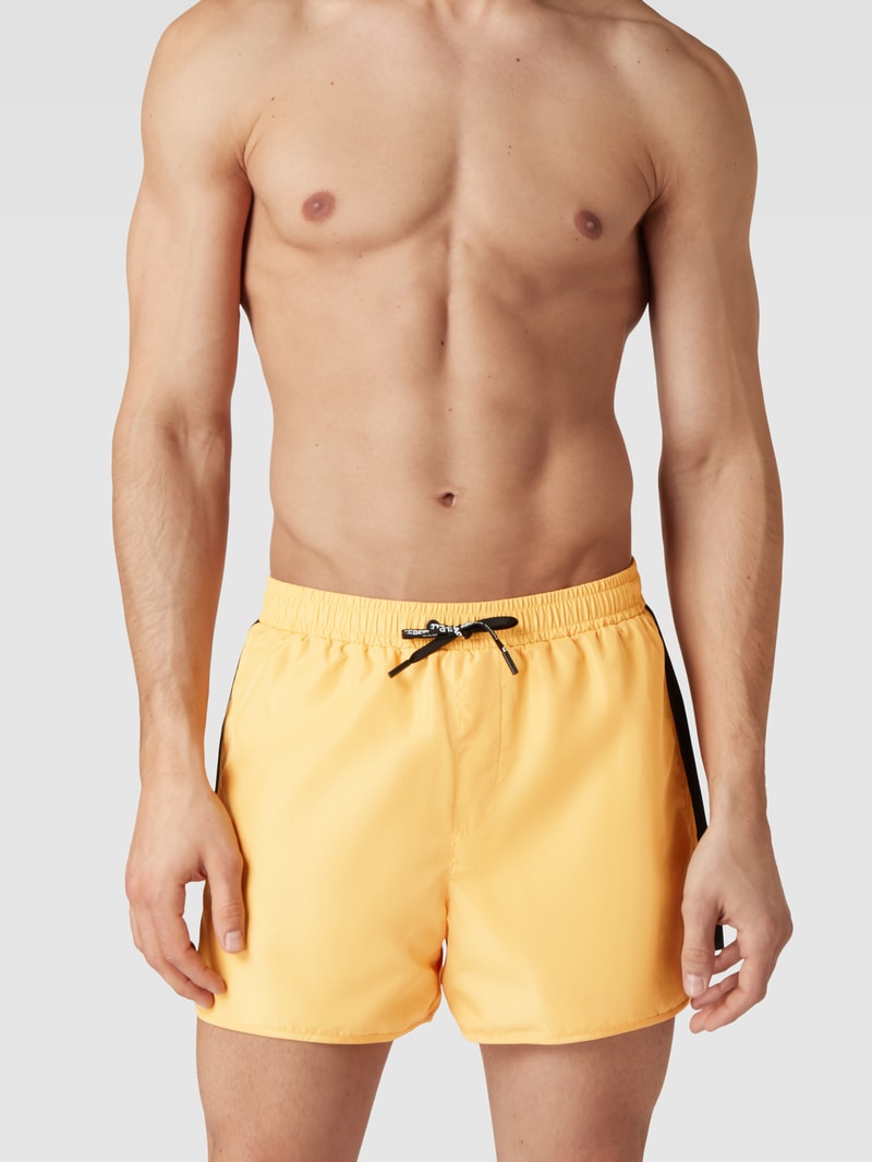Badehose mit Logo-Print in gelb