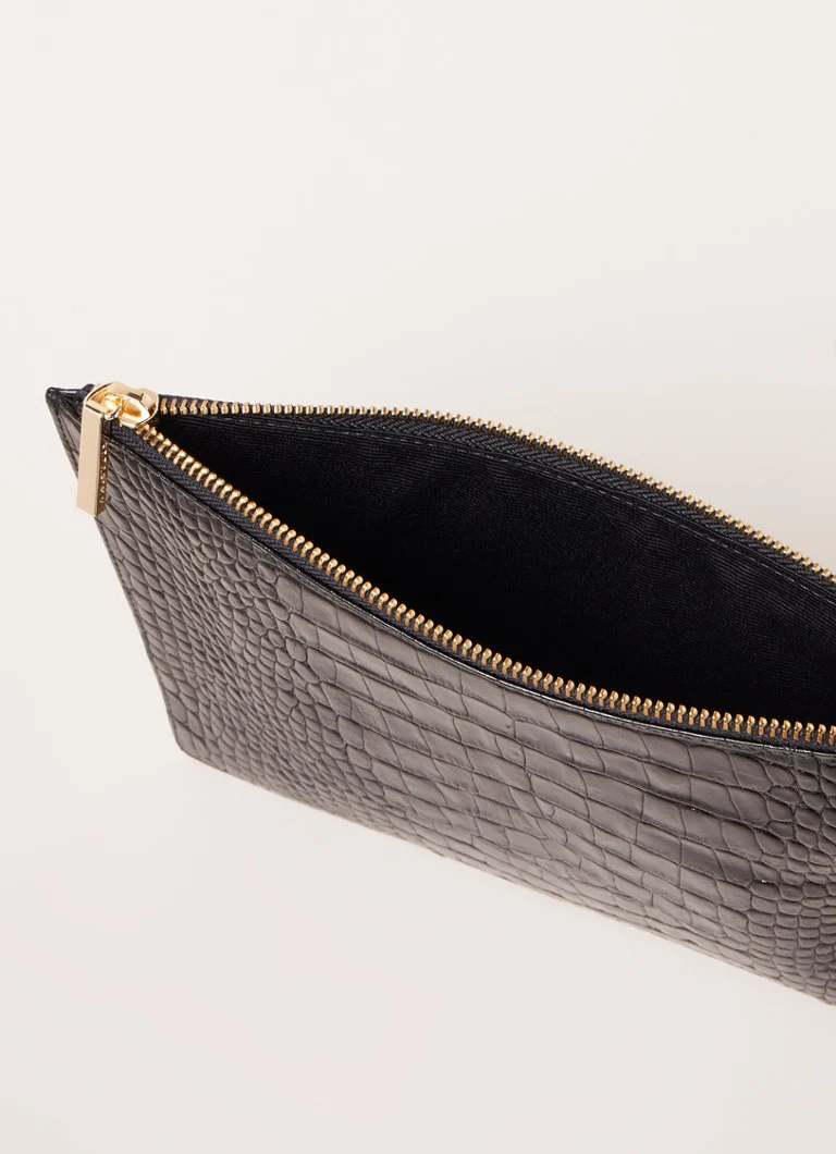 Whistles Shiny Croc Medium leather clutch