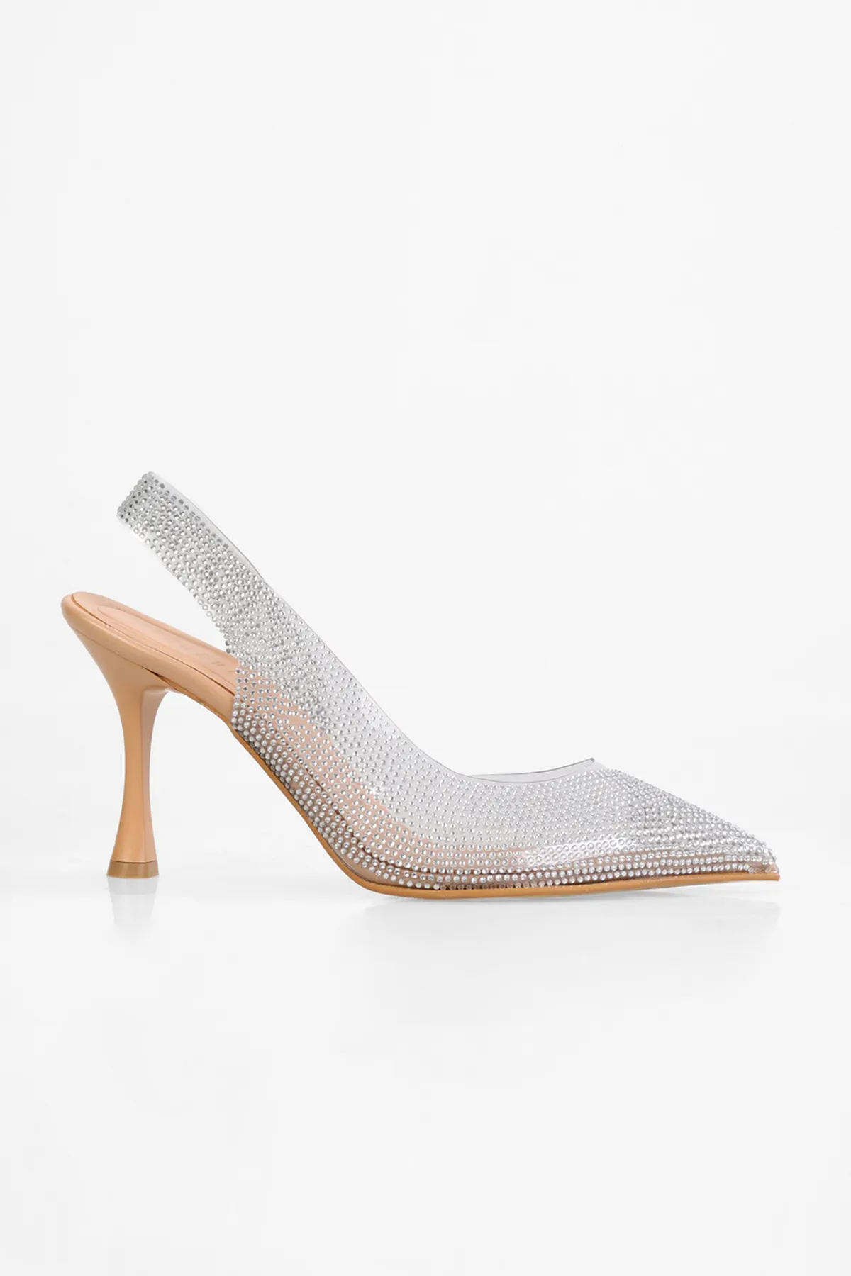 Shoeberry  Damenschuhe mit transparentem Absatz und Steinbesatz „Oceane Skin“