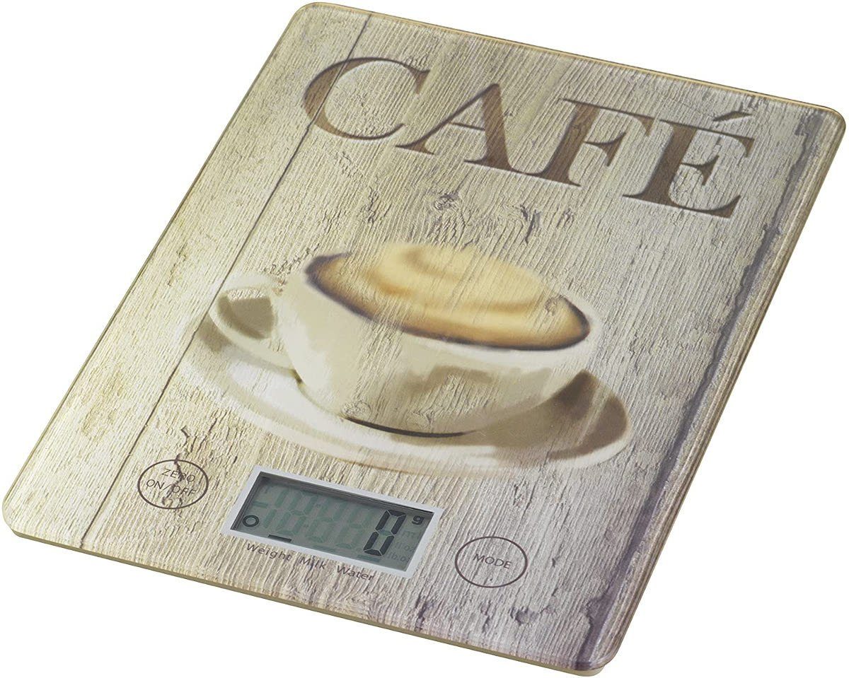 WENKO Küchenwaage Slim Café, Elektronische Küchenwaage Digitalwaage Sensor Tara-Funktion