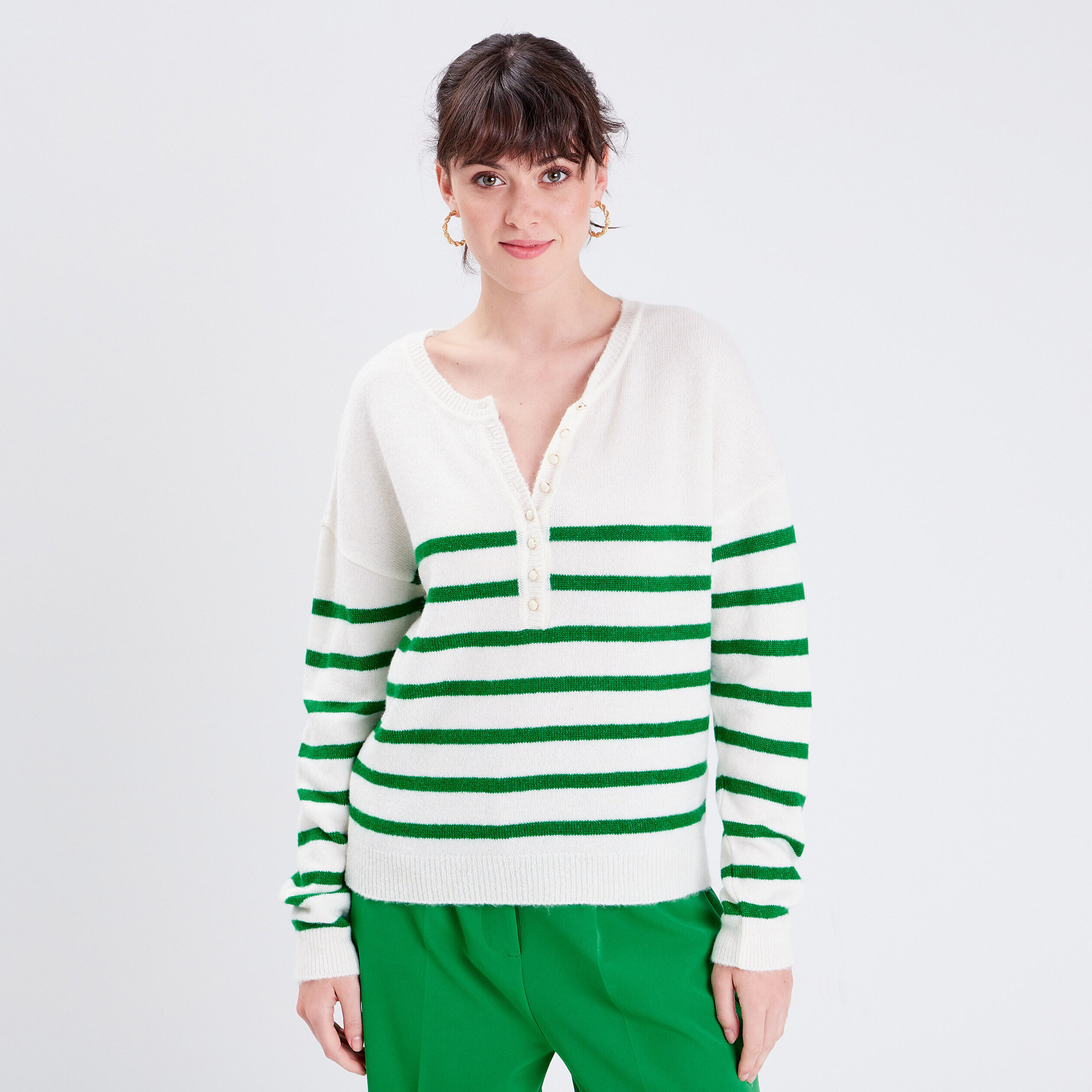 Pull avec boutons ecru femme | Cache Cache