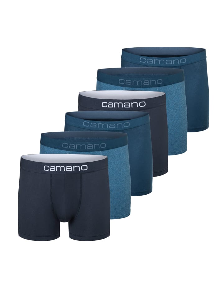 camano Boxershorts Unterhosen Herren elastischer Gummibund ohne Einschneiden Baumwolle Stretch hautfreundlich Atmungsaktiv 6er Pack comfort in blau mix günstig kaufen