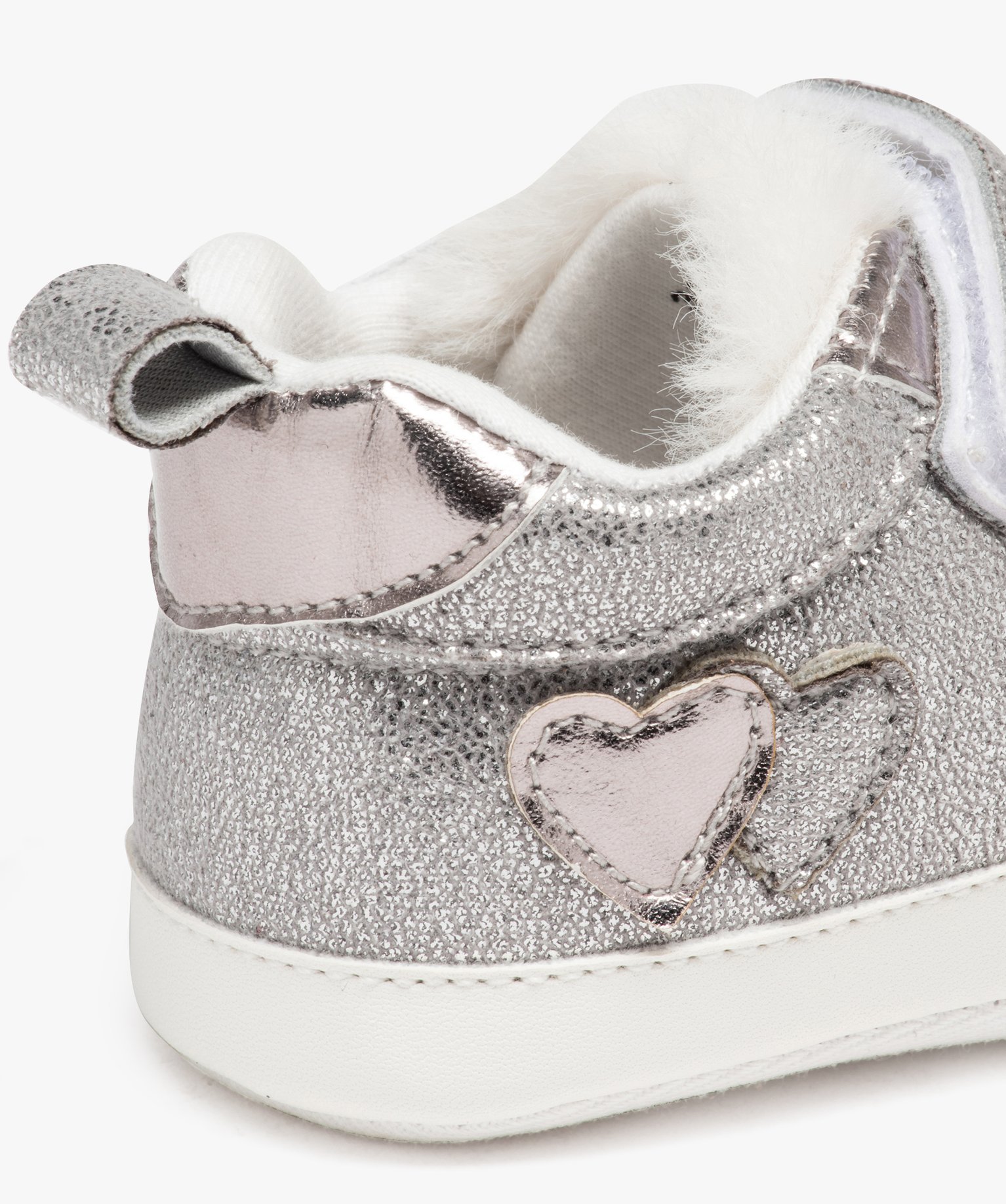 Chaussons de naissance bébé fille pailletés avec languett... argent | GEMO