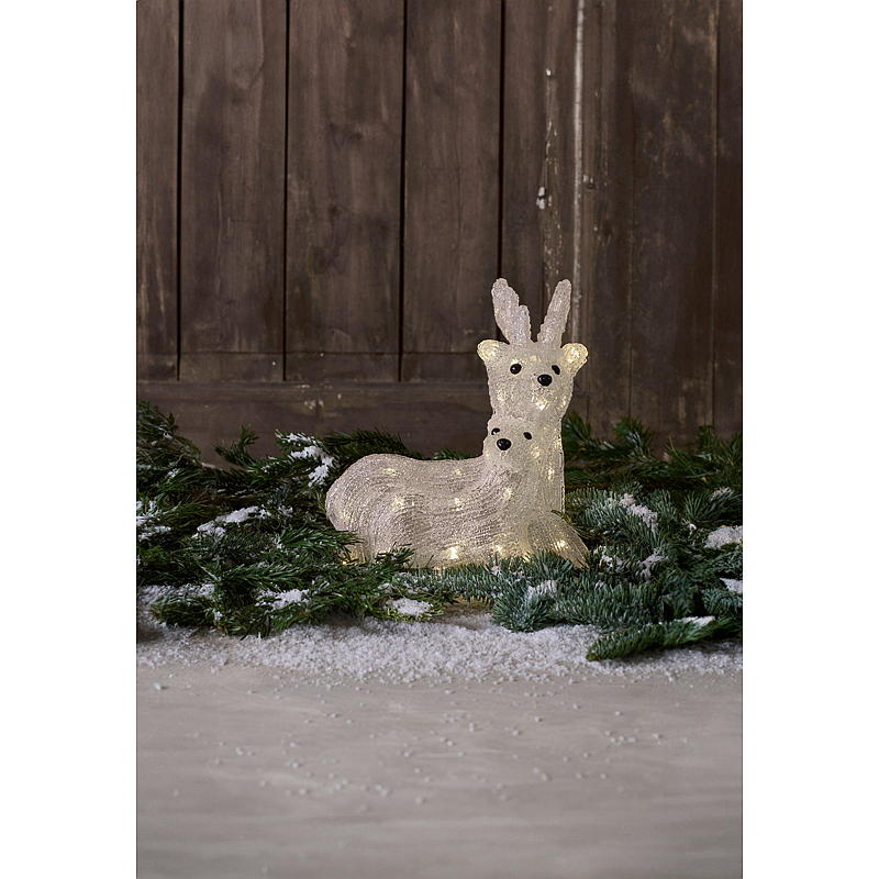 Home Julefigur utendørs med lys hjort m/kalv, 29 cm