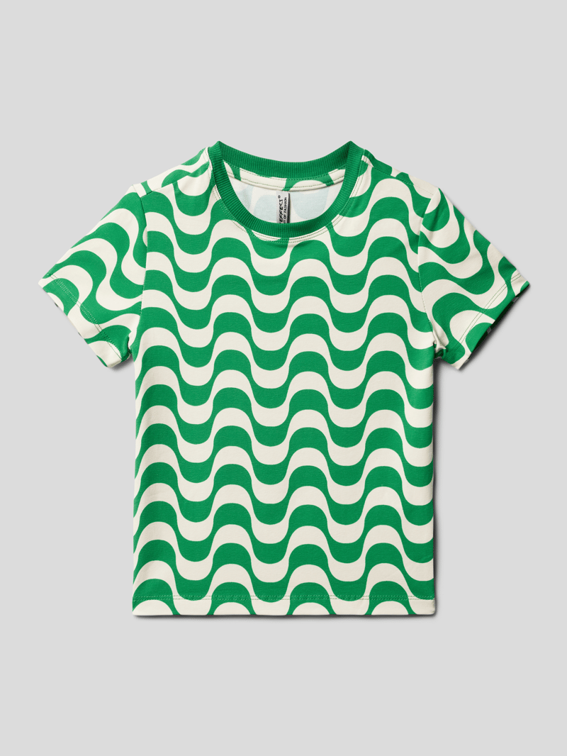Cropped T-Shirt mit Allover-Muster in grün