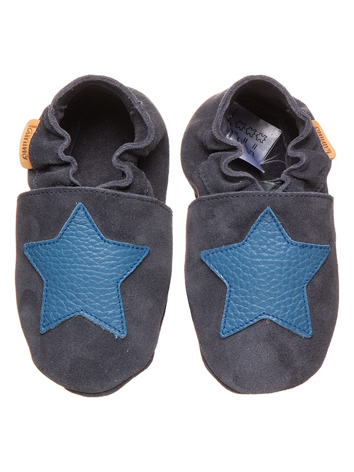 lamino Leder-Krabbelschuhe in Graublau günstig kaufen
