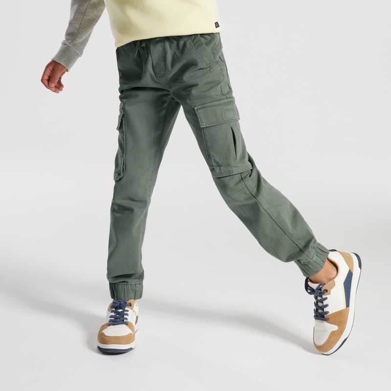 Pantalon cargo en toile vert garçon