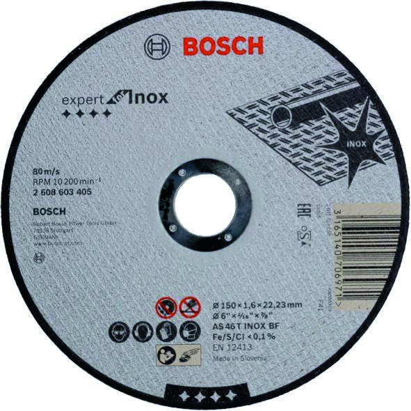 Bosch Blue Accessories 2608603405 Disco de corte recto Expert para acero inoxidable AS 46 T Acero inoxidable BF, 150 mm, 1,6 mm