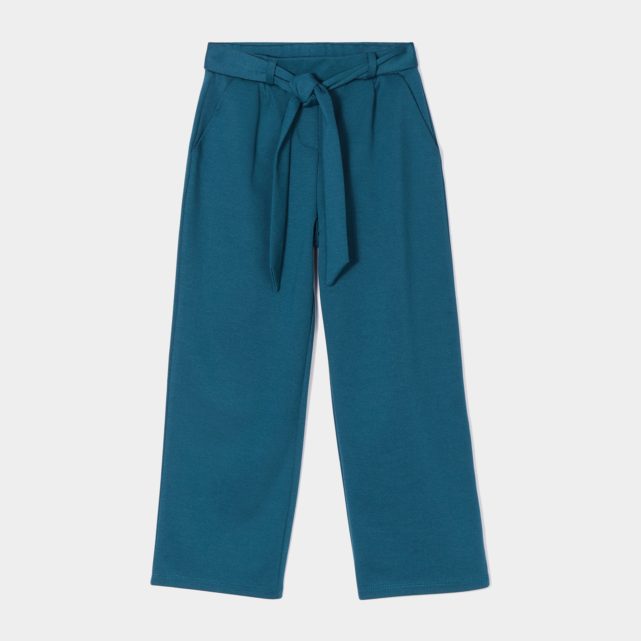 Pantalon jambe large avec ceinture vert foncé fille | La Halle