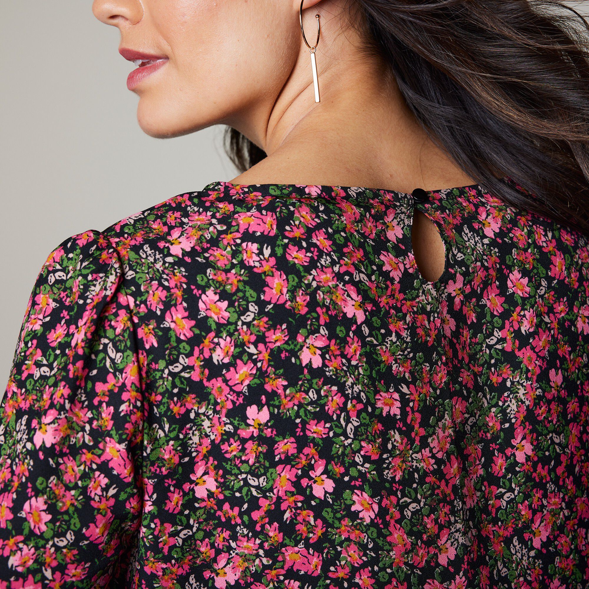 Robe droite manches 7/8ème imprimée