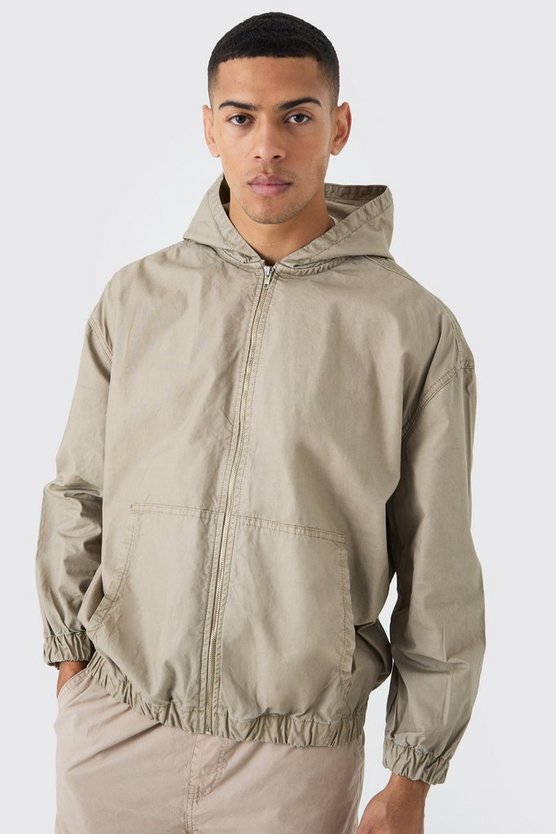 Twill Overshirt mit Plaketten-Detail und Kapuze
