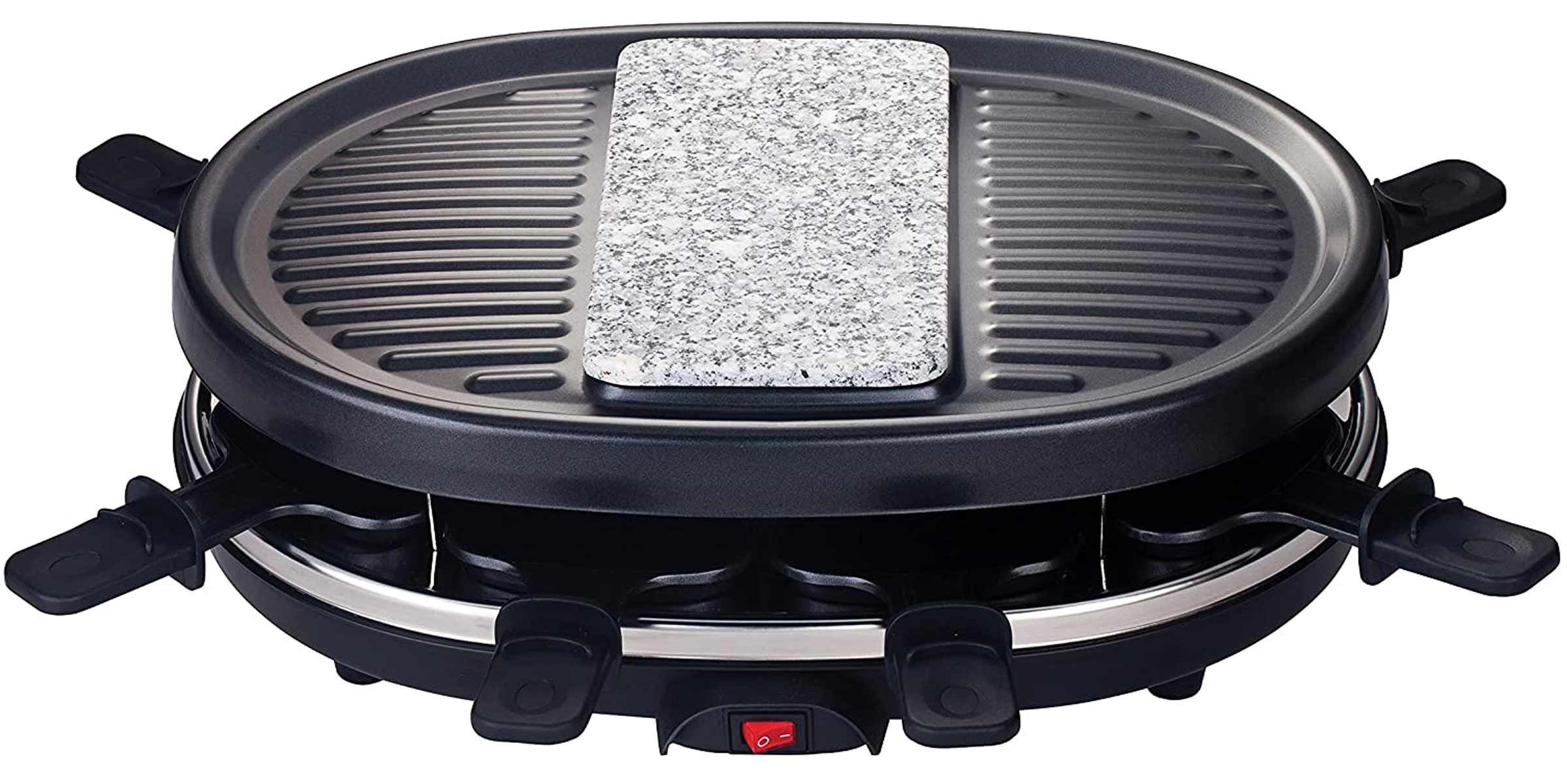 H.Koenig Raclette RP80 Raclette-Gerät mit heißem Stein, 8 Raclettepfännchen, 900 W