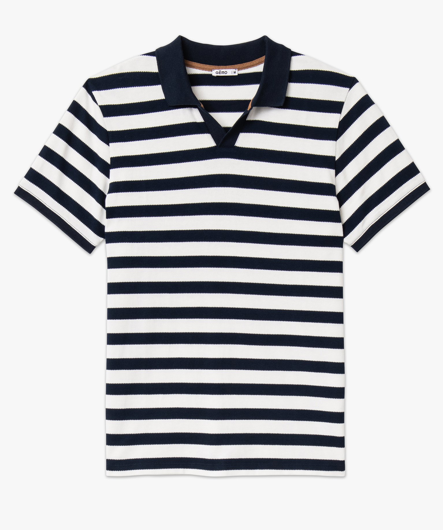 Polo manches courtes à large rayures sans bouton homme raye | GEMO