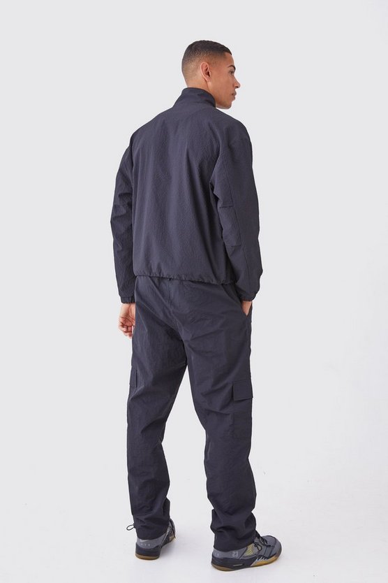 Nylon Harrington-Jacke in Knitteroptik mit Reißverschluss