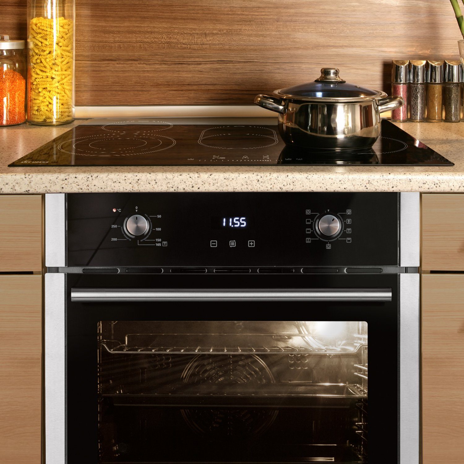 KKT KOLBE Backofen-Set KKT KOLBE Backofen und Kochfeld SET8010_77RL, mit 2-fach Teleskopauszug, 60cm Einbau-Backofen EB8010ED + 77cm Glaskeramik-Kochfeld KF7705RL