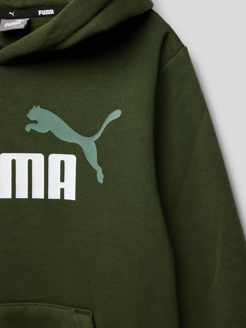 Hoodie mit Label-Print in khaki