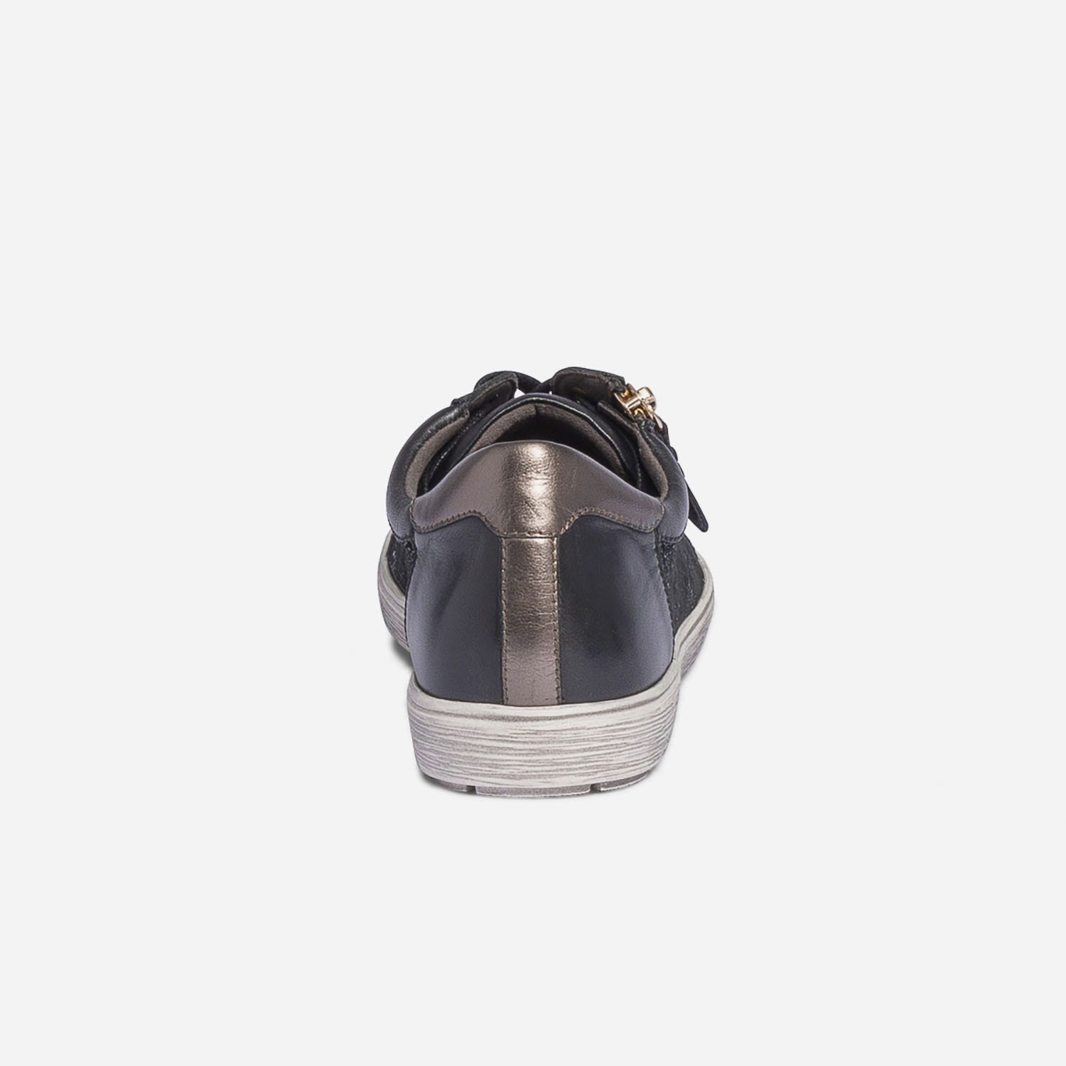Tennis CAPRICE noire en cuir avec effet python