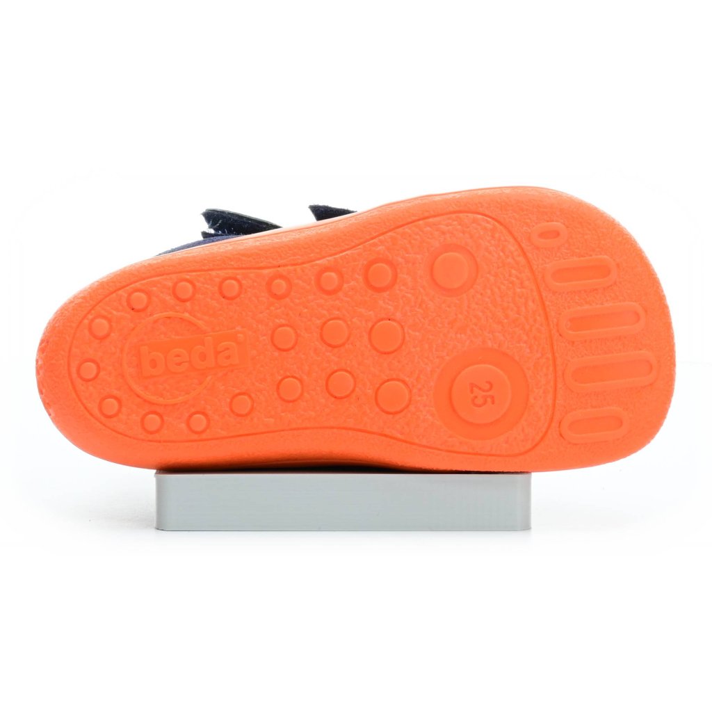 Beda Mandarine mit Membran und Hinterkappe (BF 0001/W/M/OP) dunkel blaue Barfuß-Stiefeletten