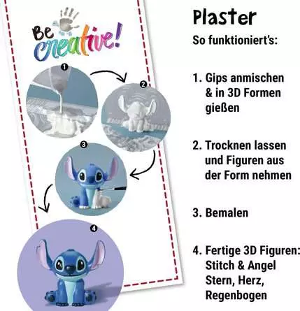 Bastelset DIY Gipsgießen Stitch - Bastelset für Kinder ab 7 Jahren