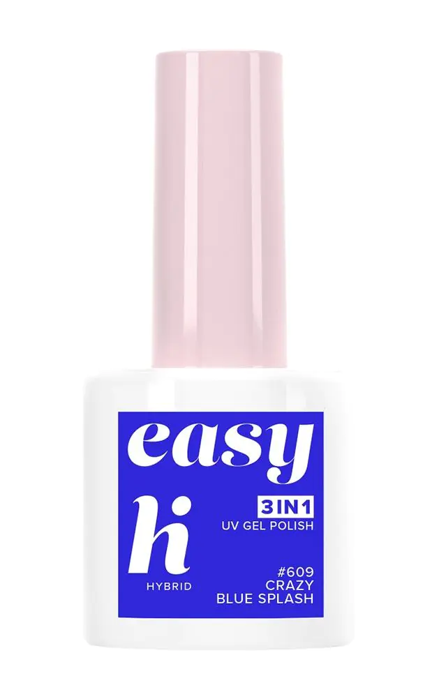 Hi Hybrid Easy 3in1 hibridinis nagų lakas 609 Crazy Blue Splash