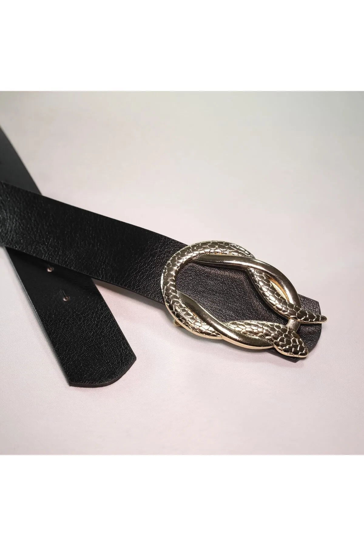 Fiori  Goldfarbener Hosengürtel mit Schlangenschnalle für Damen, Jackengürtel, Kleidergürtel, Hemdgürtel