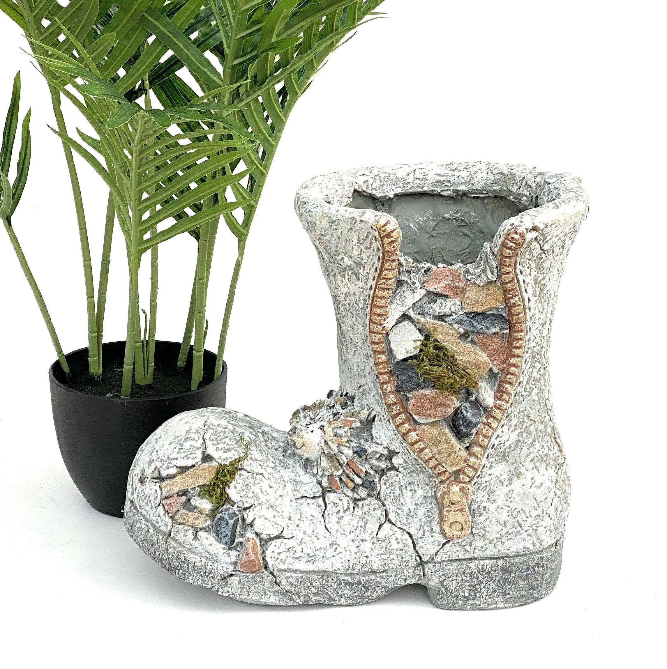 DanDiBo Übertopf Pflanztopf Stiefel aus Magnesia Blumentopf 32 cm wetterfest frostfest 715432 Pflanzgefäß Übertopf Kunststein Garten Gartendeko Dekofigur Gartendekofigur, für Blumen, Pflanzen & vieles mehr