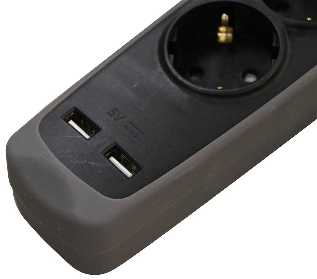 Relectric RELEC492220 продужна трака 1,5 м, трострука, 2x USB