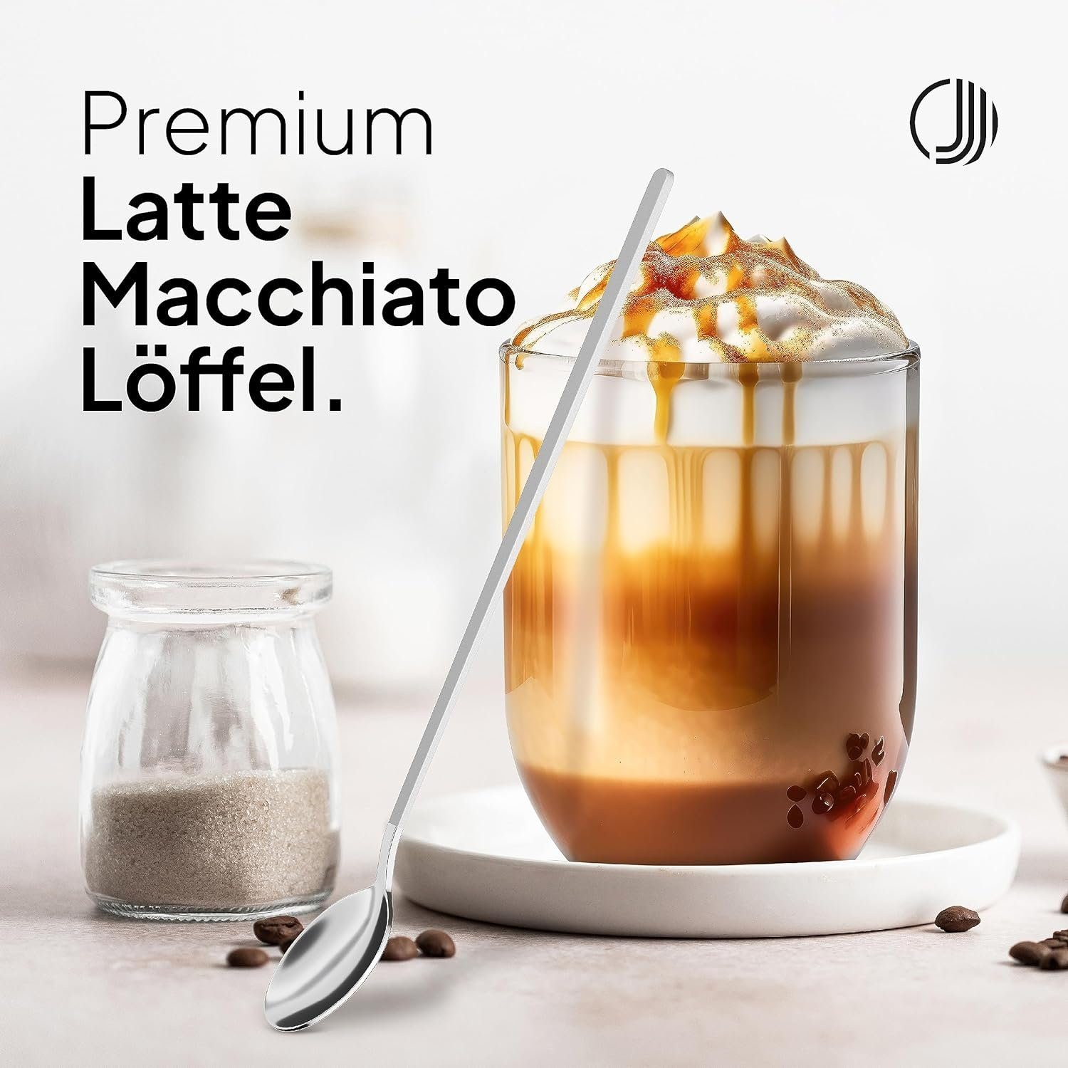 JODORA Latte-Macchiato-Löffel JODORA Design Latte Macchiato Löffel 19cm, Rostfrei, stabil, spülmaschinenfest