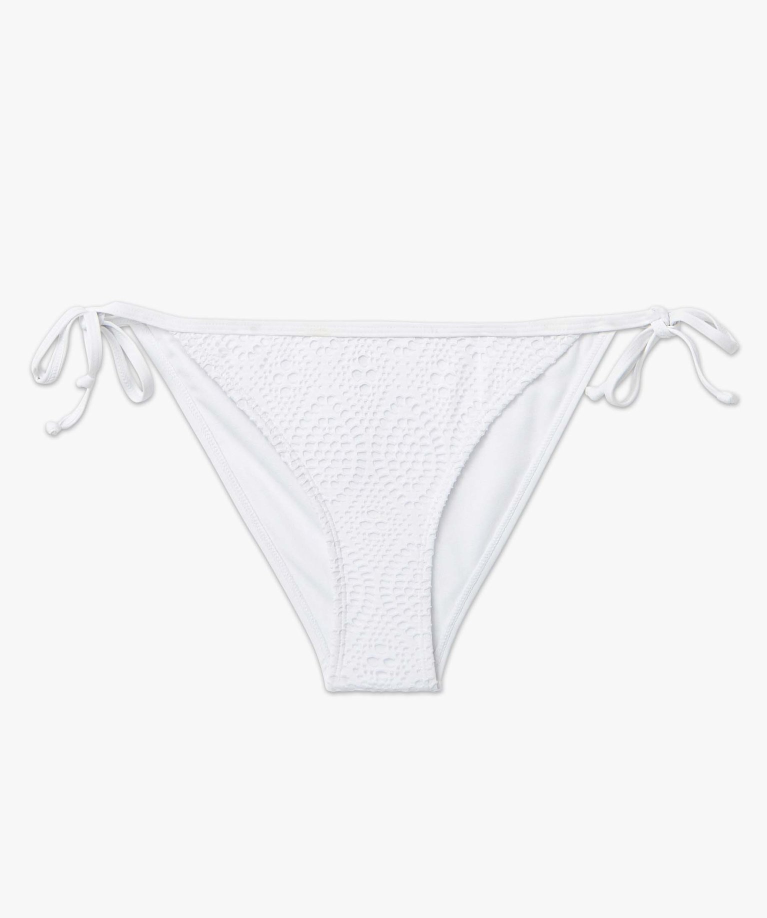 Slip de bain femme avec dentelle sur l’avant blanc | GEMO