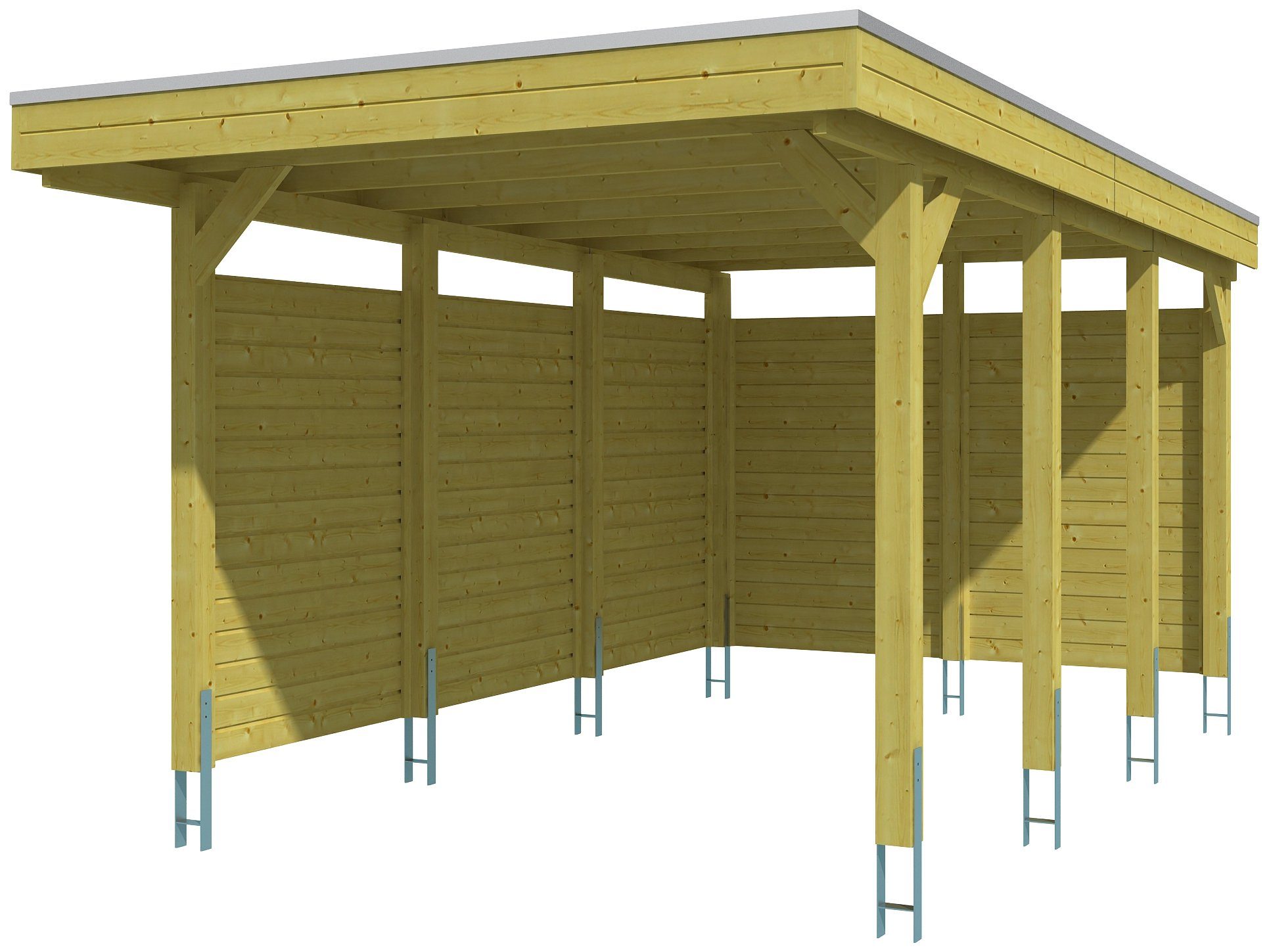Skanholz Einzelcarport Friesland 1, BxT: 314x555 cm, 210 cm Einfahrtshöhe, (Set), mit Seiten- und Rückwänden
