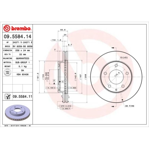 09.5584.11 BREMSSCHEIBE BREMBO VA  VP2 - ATU