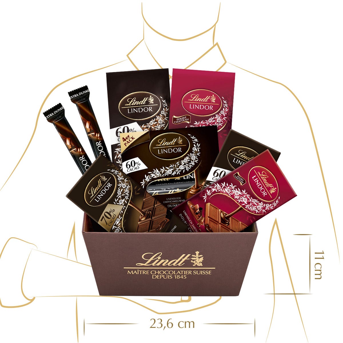 Lindt LINDOR Geschenkkorb Dark, 747g