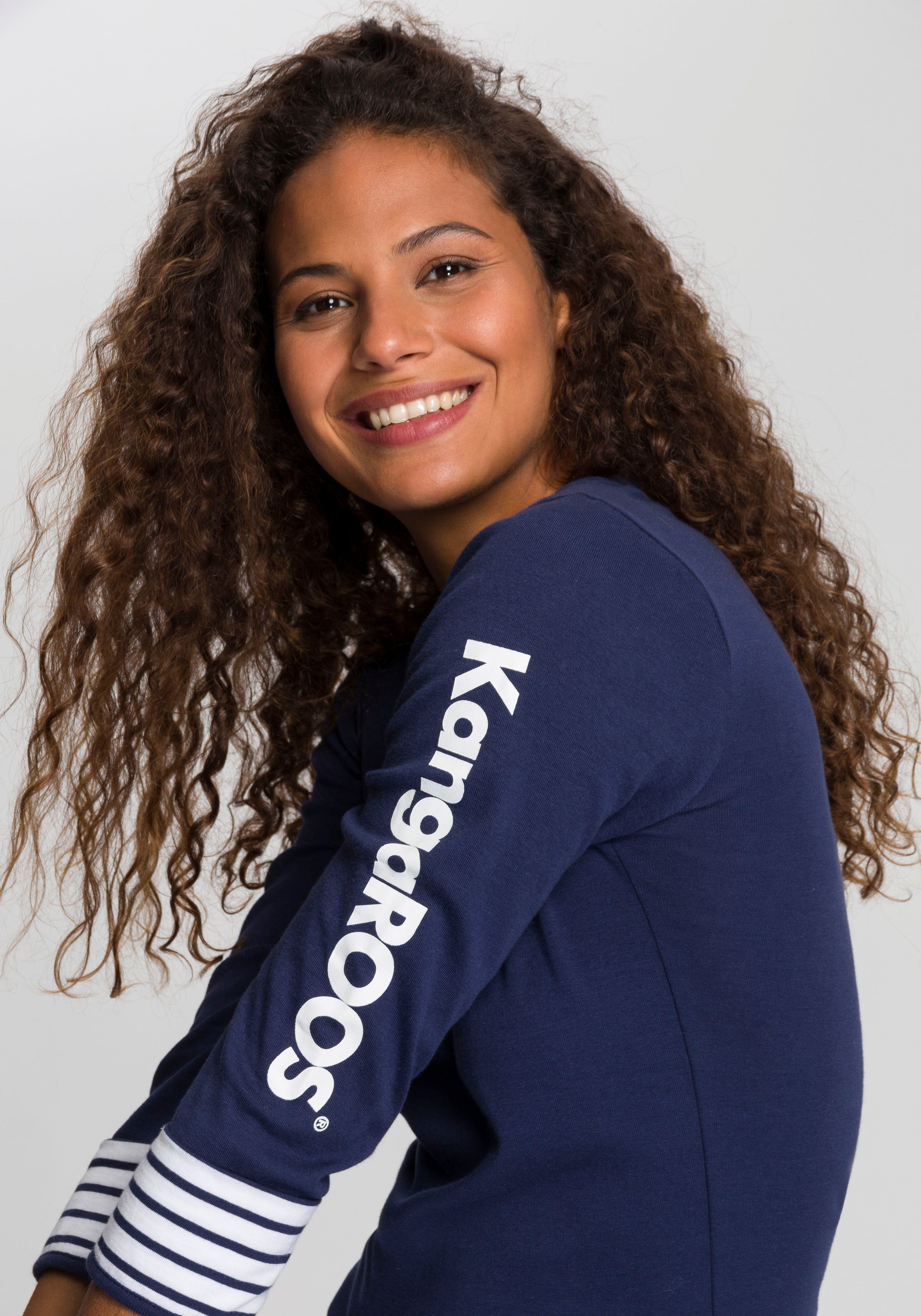 KangaROOS 3/4-Arm-Shirt mit großem Markenschriftzug am Arm