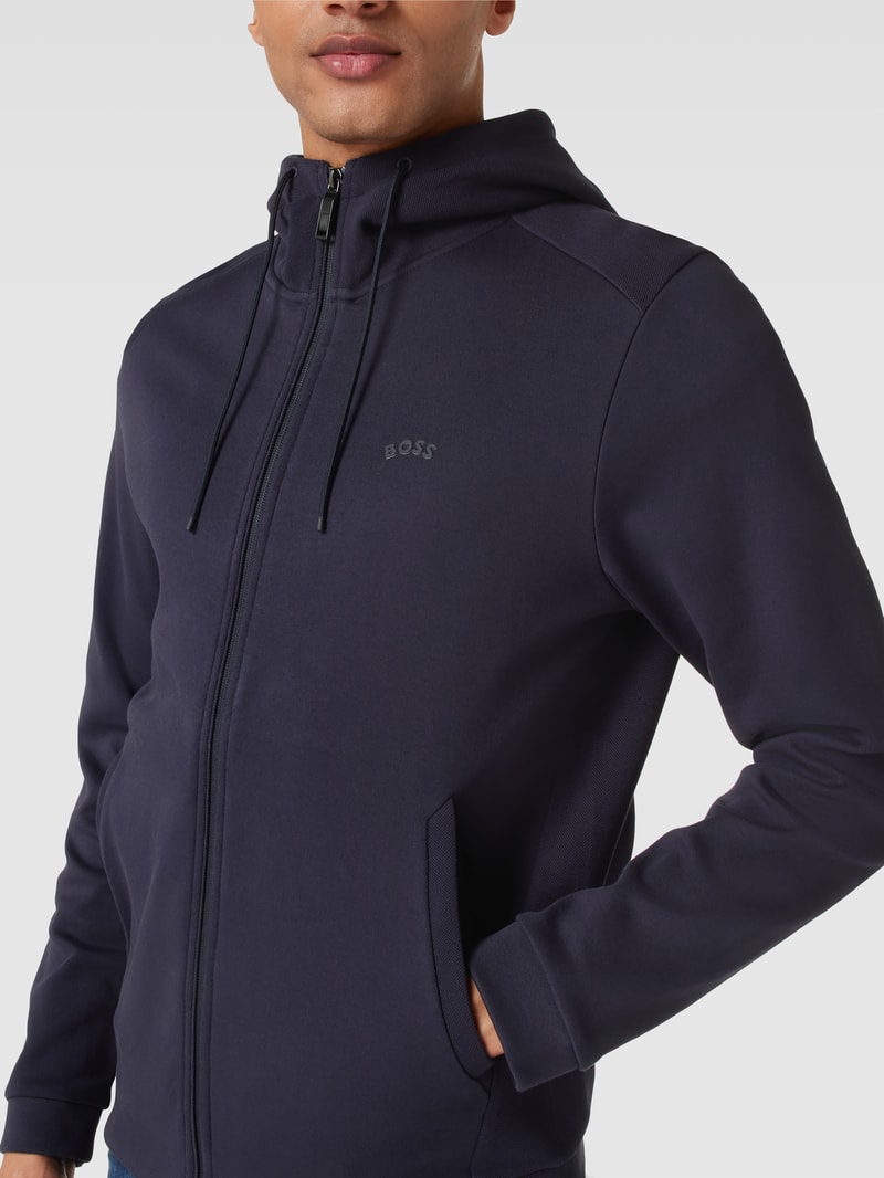 Sweatjacke mit Kapuze mit Tunnelzug in marineblau