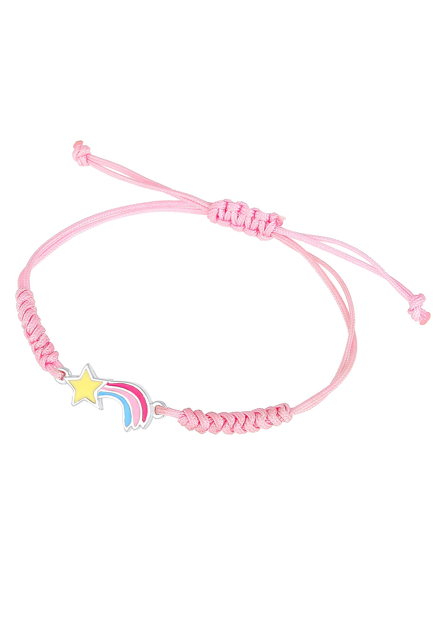 Bransoletka Elli Cute Rainbow Pink Nylon dla dzieci (925/1000) Srebrna