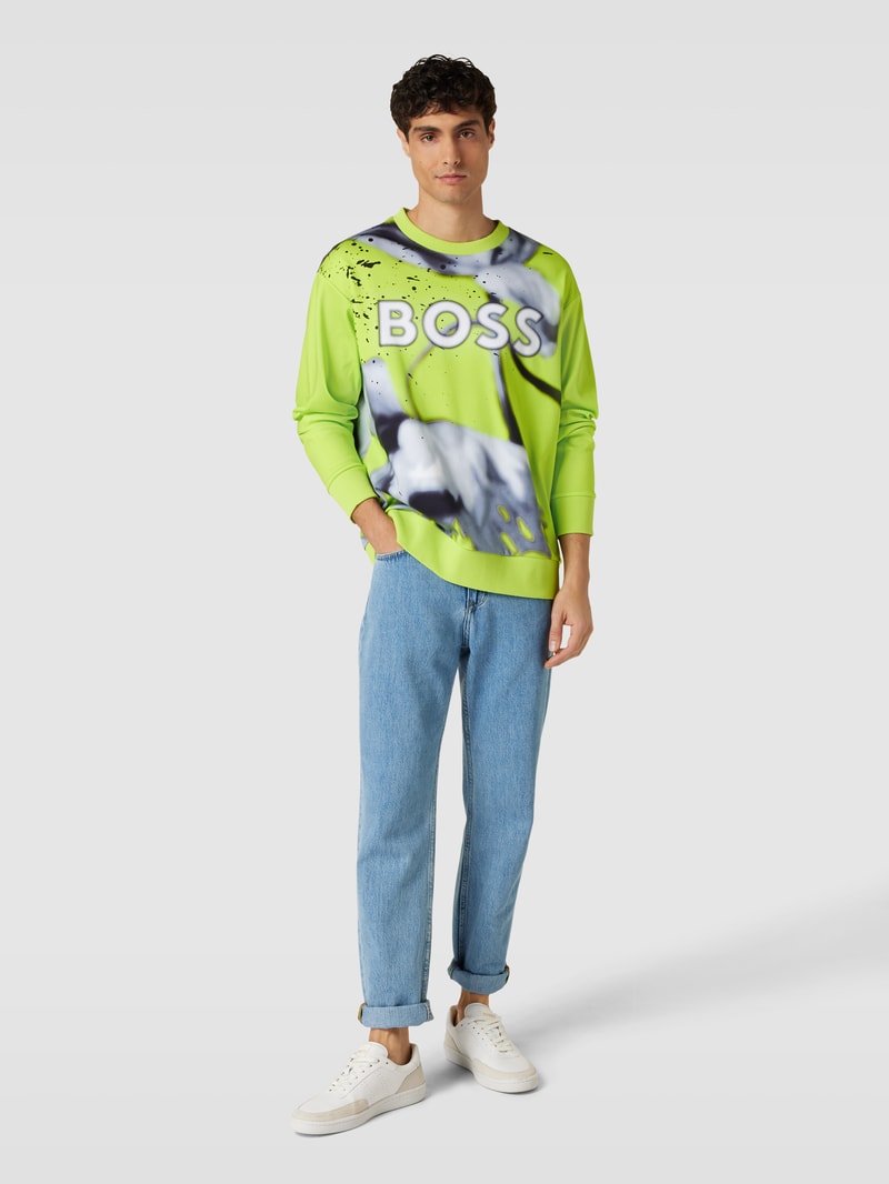 Sweatshirt mit Rundhalsausschnitt Modell 'Salbo Lotus' in neon grün