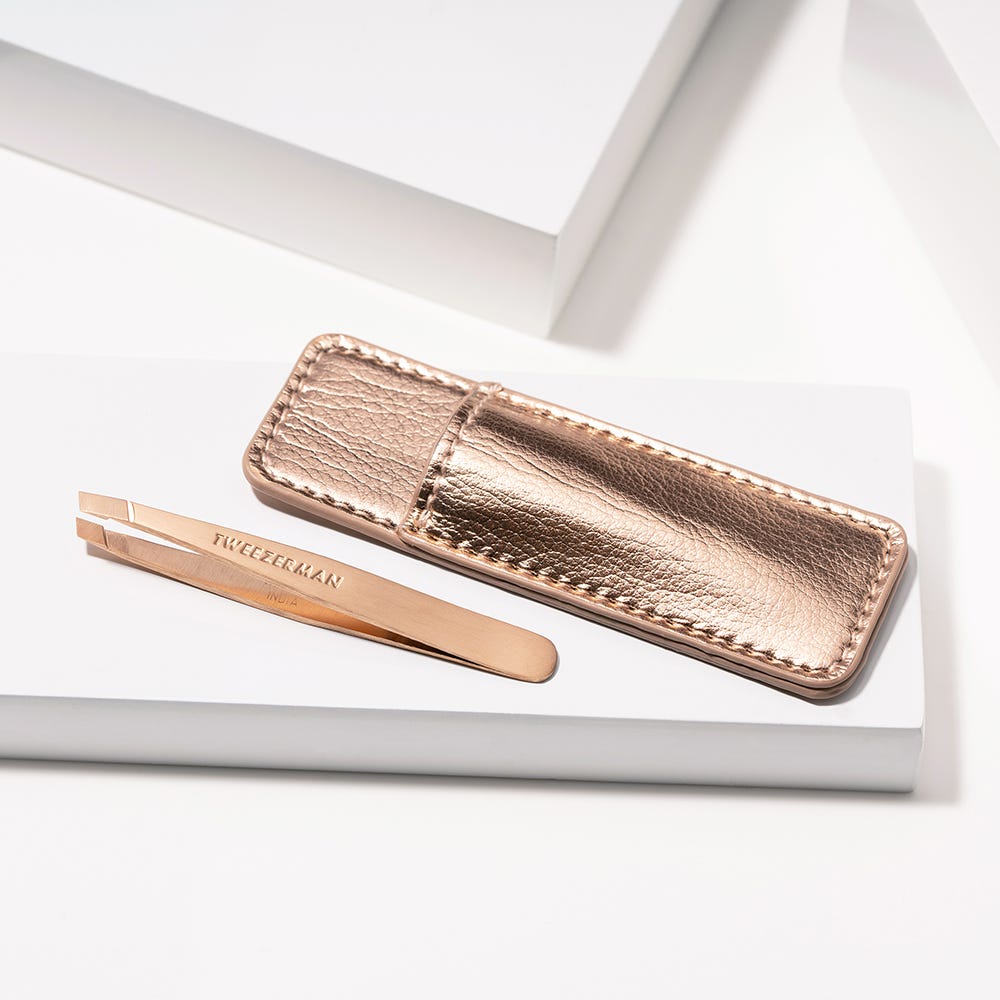 Tweezermann Mini Schräge Pinzette Etui Rose Gold