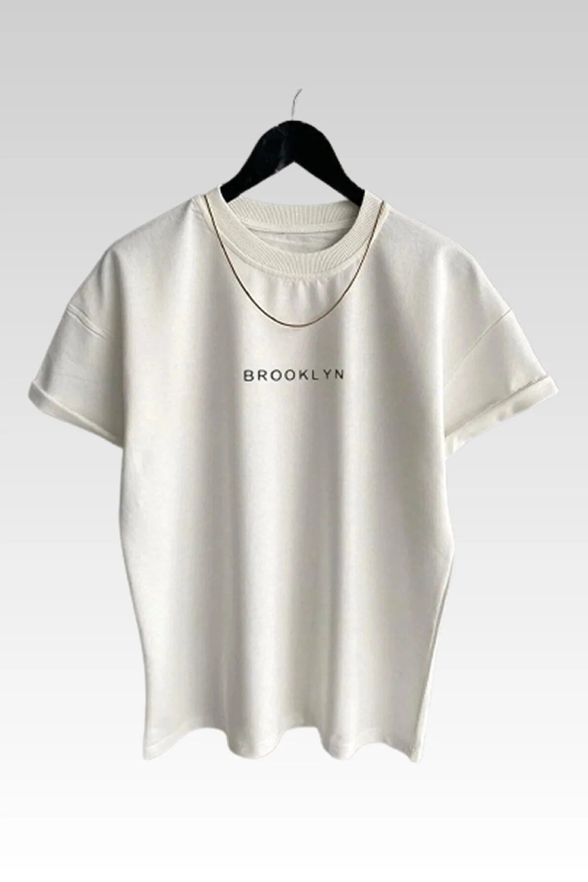 MODAGEN  Unisex-T-Shirt mit Brooklyn-Aufdruck im 3er-Pack in Braun-Grau-Weiß