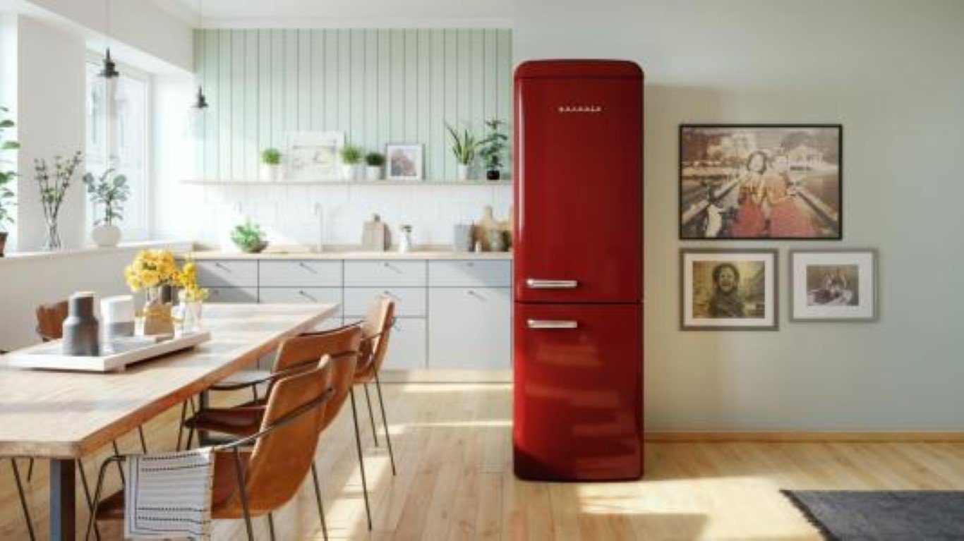 GORENJE Kühl-/Gefrierkombination ONRK619DR-L, Retro-Design